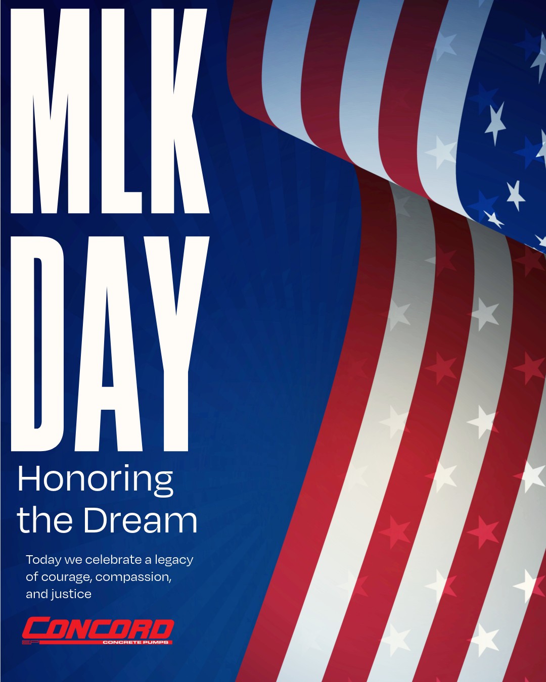 Today we honor Dr. Martin Luther King Jr. and the legacy of courage, unity, and justice that continues to inspire generations. At Concord Concrete Pumps, we believe in building not only strong foundations, but a future rooted in respect and equality.
