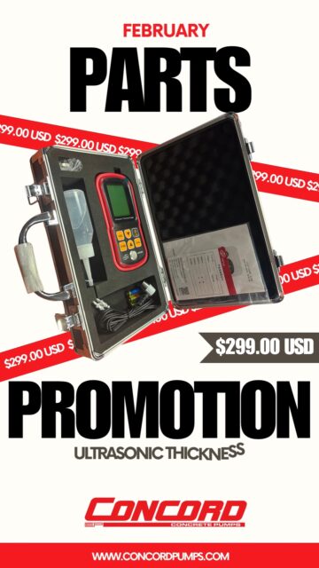 🚨 FEBRUARY PARTS PROMO – LAST CALL 🚨
Protect your boom. Protect your investment. 💪
Our Ultrasonic Thickness Gauges are now ONLY $299 USD — the must-have tool to measure pipe wear before it becomes an expensive problem.
✔️ Check single wall & Korea double wall pipe
✔️ Prevent costly failures
✔️ Avoid unexpected downtime
✔️ Easy to use on any jobsite
If you’re running a concrete pump and NOT checking pipe thickness… you’re risking thousands. ⚠️
Don’t wait until it cracks. Measure it.
👉 DM us “GAUGE” to order
👉 Visit www.concordpumps.com
👉 Limited February promotion
#concretepumpparts #concretelife #concretepump #constructionequipmentforsale t #PumpMaintenance