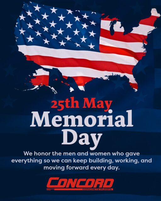Today, we remember the heroes who made freedom possible. 🇺🇸
Their sacrifice built the foundation for the opportunities we have today — to work hard, build stronger communities, and keep moving this industry forward.
From all of us at Concord Concrete Pumps, thank you to the brave men and women who gave everything for this country.
Wishing everyone a meaningful Memorial Day. #memorialday #usa #honorandremember #concretepumps #concretepumps